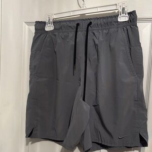 Nike Gray Athletic Shorts with Black Drawstring